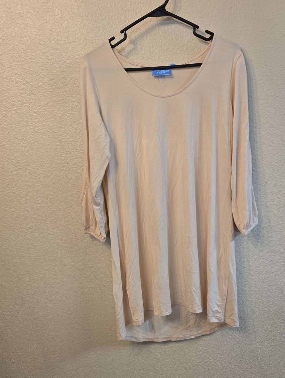 Blue Sky Lightweight Scoop Neck Tunic in Blush Beige